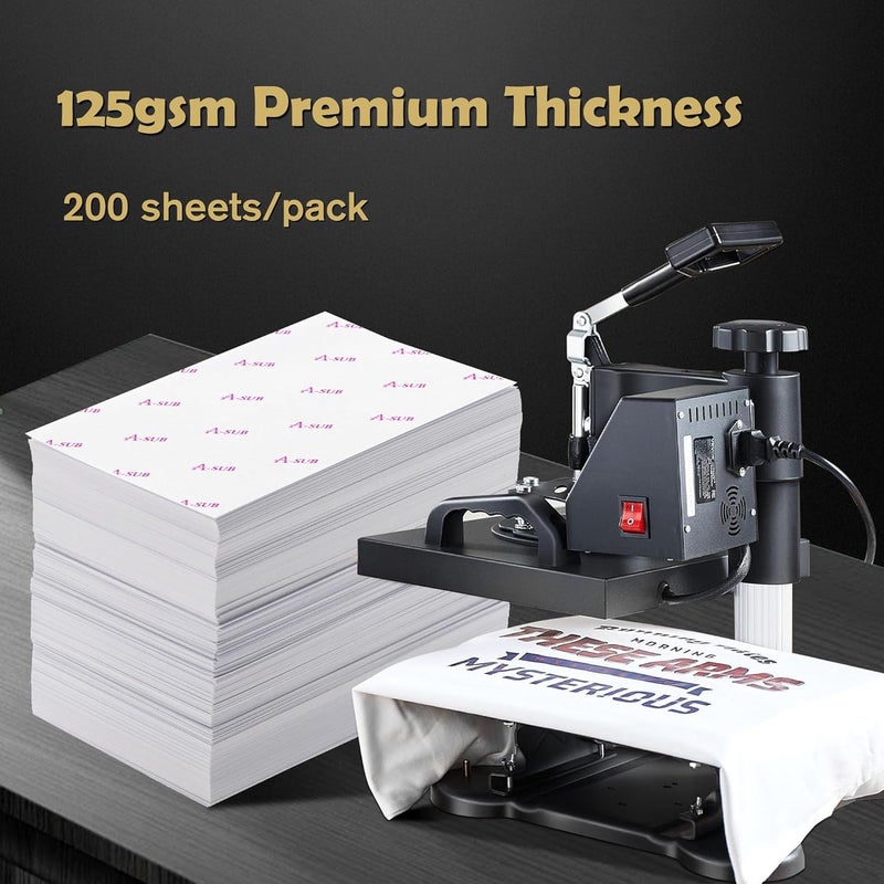 A-SUB Sublimation Paper 8.5x14 Inch-200 Sheets Heat Transfer Paper for Light Colored Fabric and Other Blanks, Works with Inkjet Printer and Sublimation Ink 125g - Image 3